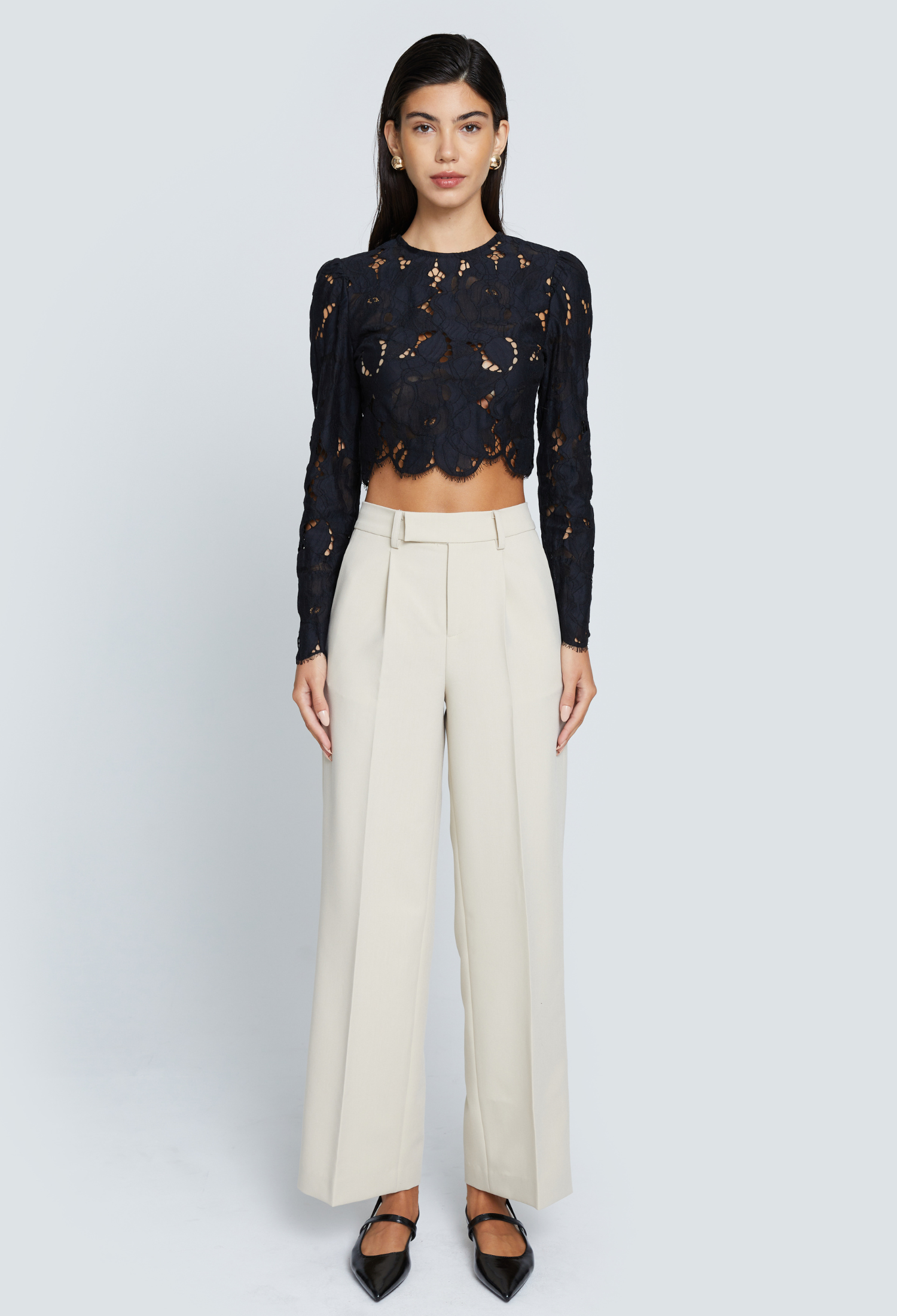 ALAIA LACE CROP TOP